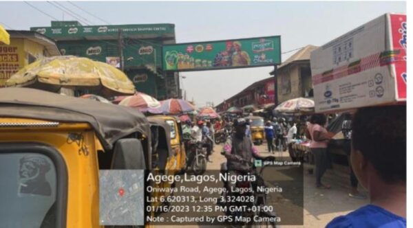 Gantry Billboard at Agege Main Market Oniway Road, Lagos