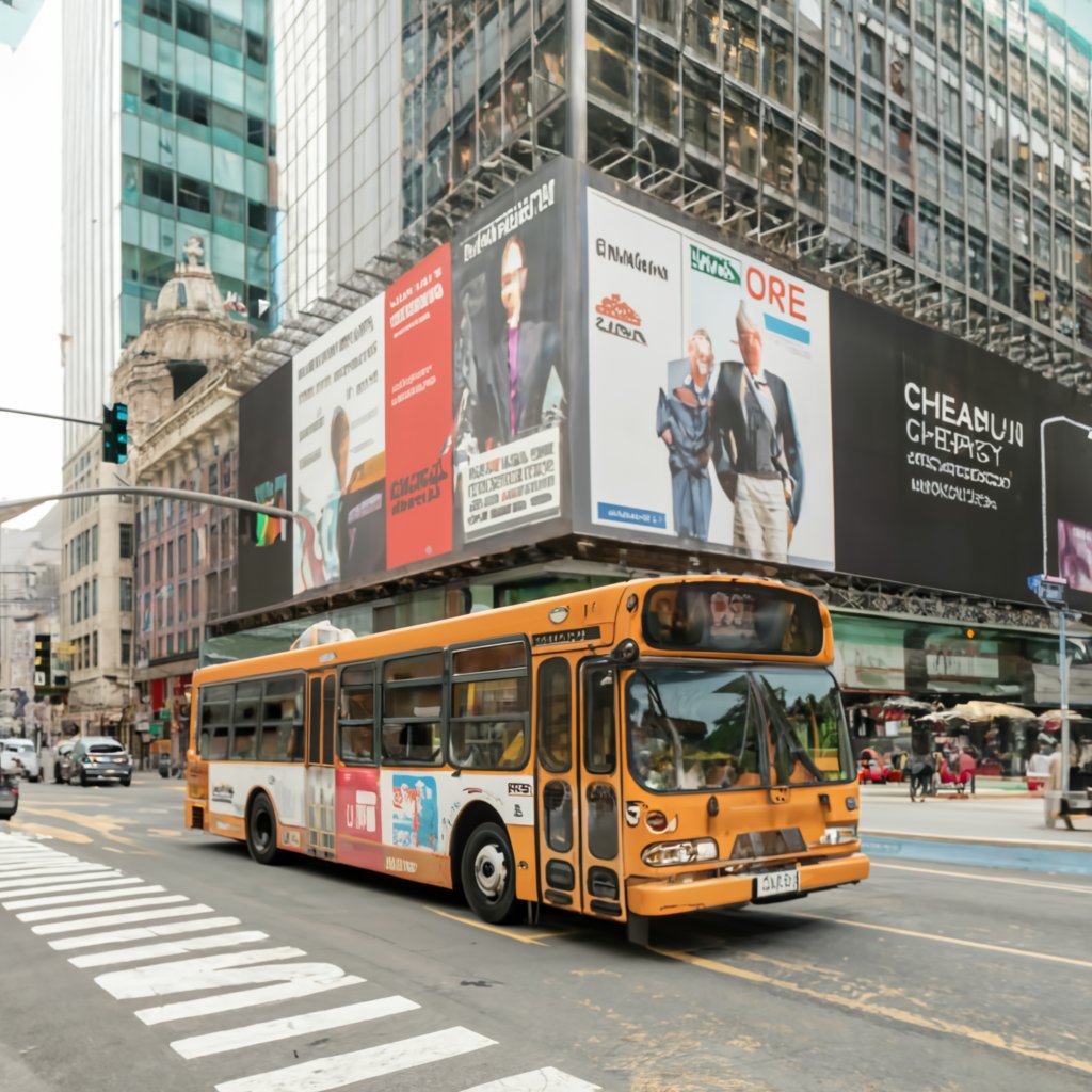 BRT/Bus Advertising on a bus down a busy road