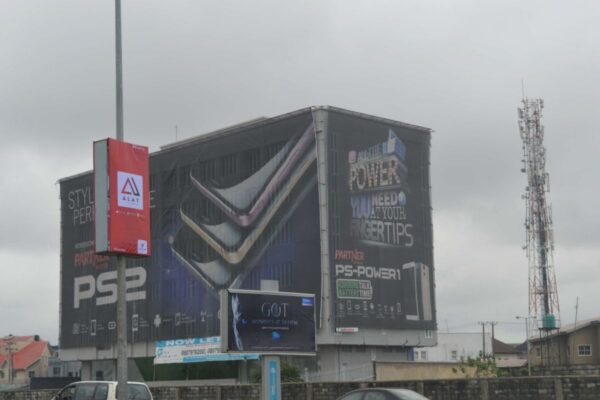 Wall Drape Billboard standing tall in the city of lagos