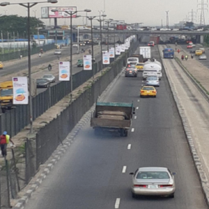 Lamp post advertising in Lagos