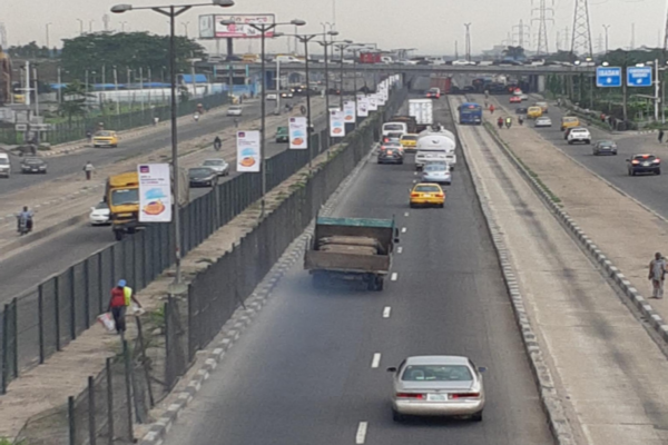 Lamp post advertising in Lagos