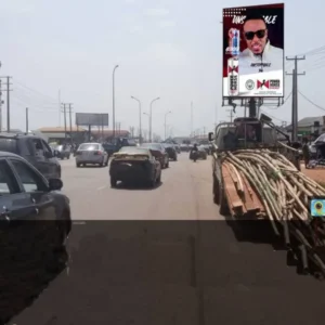 Portrait billboard captivating passerbyes in benin