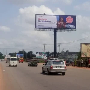 A unipole billboard staning tall in Benin city