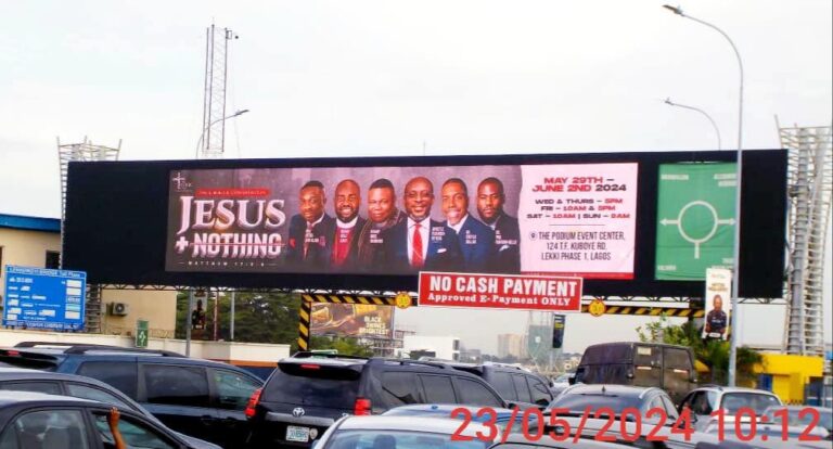 The Logic Church billboard campaign at Lekki Tollgate, Ikoyi, Lagos