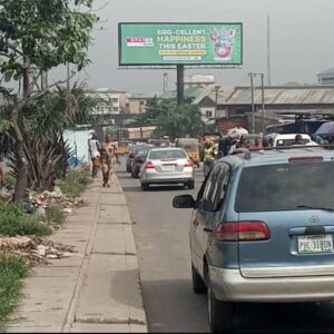 unipole billboard in the busy city of portharcourt, River Nigeria