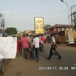 Portrait billboard in the busy streets of Onitsha, Anambra