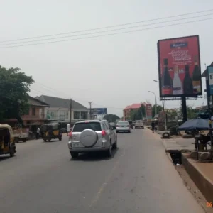 Portrait billboard standing tall in the city of Onitsha, Anambra