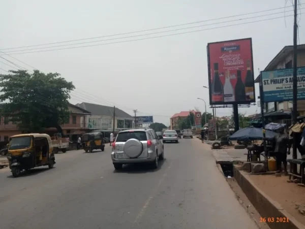 Portrait billboard standing tall in the city of Onitsha, Anambra