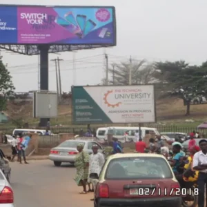 Unipole Billboard standing tall in city of Ibadan, Oyo State