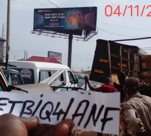 unipole billboard standing tall in the city of onitsha, Anambra