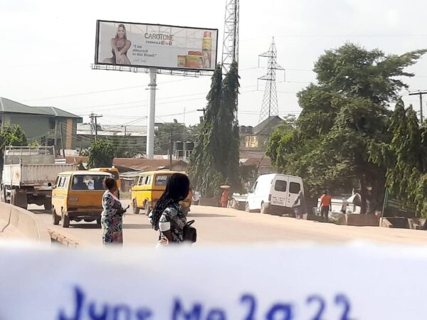 Unipole billboard standing tall in the city of Lagos