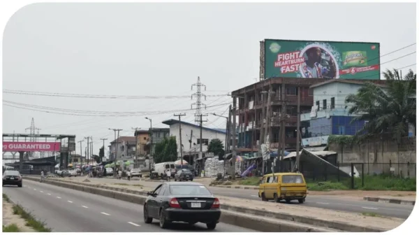 Rooftop billboard in Lagos along ikorodu road