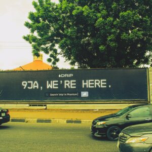 Wall drape billboard advertising at Allen Ikeja, Lagos Nigeria