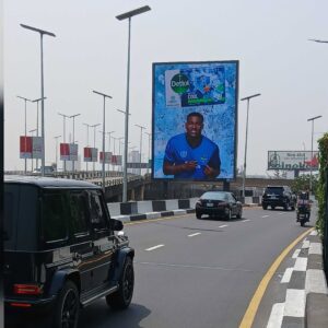 LED Billboard on Osborne Road, Ikoyi, Lagos, featuring an advertisement for Dettol with a vibrant display and high visibility.