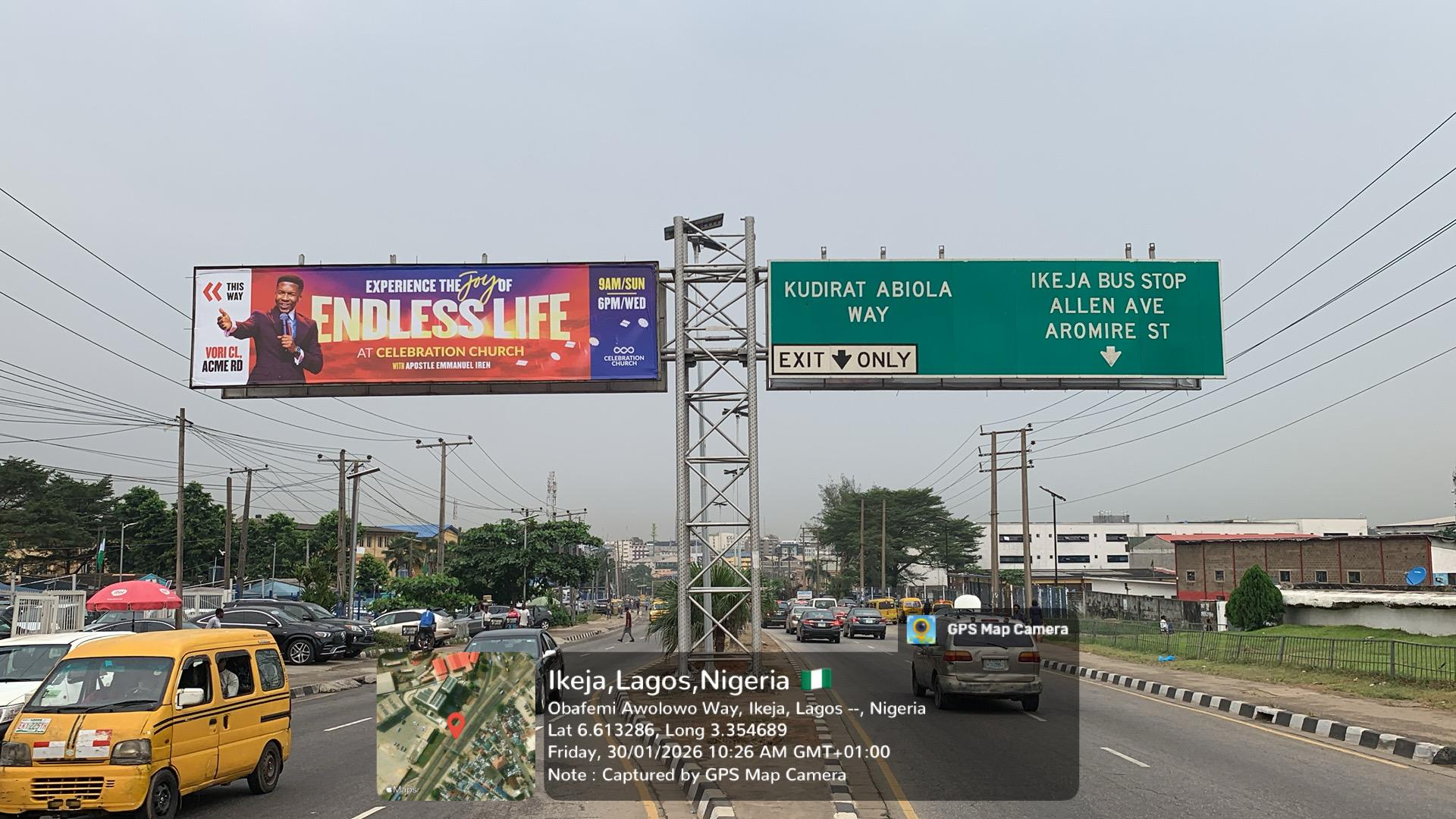 Gantry Billboard along Obafemi Awolowo Way, Ikeja