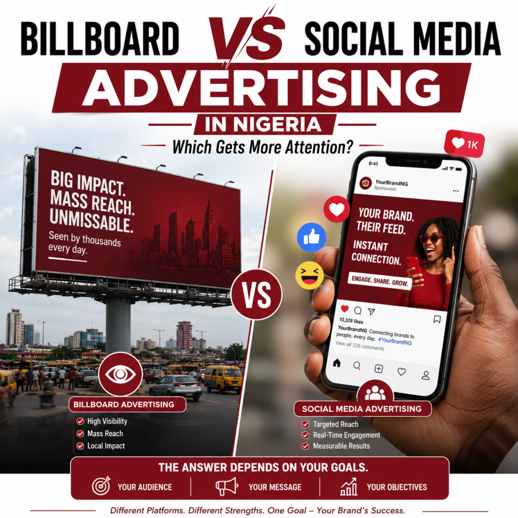 Billboard Advertising Nigeria vs Social Media: Which Gets More Attention?