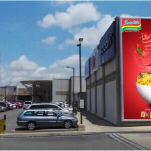 Wall drape billboard at Jabi Lake Mall Abuja — outdoor advertising space for rent
