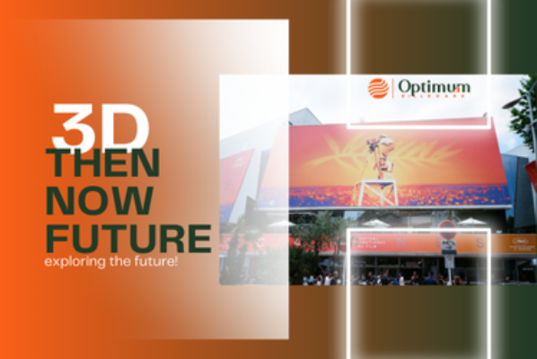 Graphics with text "3D then, now and future