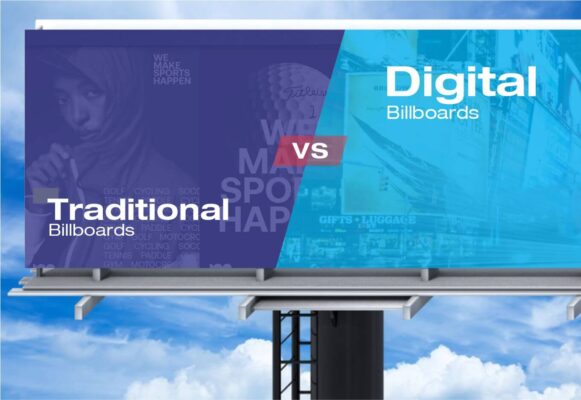 Billboard comparing digital with static